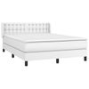 Cama Doble | Cama Box Spring | Cama Para Adultos Con Colchón Cuero Sintético Blanco 140x190 Cm Cfw237636