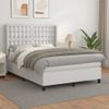 Cama Matrimonial | Cama Para Adultos | Cama Box Spring Con Colchón Cuero Sintético Blanco 140x190 Cm Cfw57991