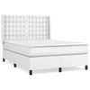 Cama Matrimonial | Cama Para Adultos | Cama Box Spring Con Colchón Cuero Sintético Blanco 140x190 Cm Cfw57991