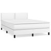 Cama Matrimonial | Cama Para Adultos | Cama Box Spring Con Colchón Cuero Sintético Blanco 140x190 Cm Cfw234649