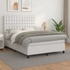 Cama Matrimonial | Cama Para Adultos | Cama Box Spring Con Colchón Cuero Sintético Blanco 140x190 Cm Cfw78807