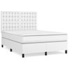 Cama Matrimonial | Cama Para Adultos | Cama Box Spring Con Colchón Cuero Sintético Blanco 140x190 Cm Cfw78807