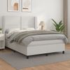 Cama Matrimonial | Cama Para Adultos | Cama Box Spring Con Colchón Cuero Sintético Blanco 140x190 Cm Cfw723288