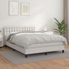 Cama Doble | Cama Box Spring | Cama Para Adultos Con Colchón Cuero Sintético Blanco 140x190 Cm Cfw740521