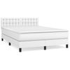 Cama Doble | Cama Box Spring | Cama Para Adultos Con Colchón Cuero Sintético Blanco 140x190 Cm Cfw740521