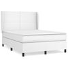 Cama Matrimonial | Cama Para Adultos | Cama Box Spring Con Colchón Cuero Sintético Blanco 140x190 Cm Cfw747464