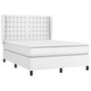 Cama Matrimonial | Cama Para Adultos | Cama Box Spring Con Colchón Cuero Sintético Blanco 140x190 Cm Cfw18977