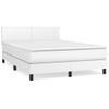 Cama Doble | Cama Box Spring | Cama Para Adultos Con Colchón Cuero Sintético Blanco 140x200cm Cfw869008