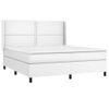 Cama Doble | Cama Box Spring | Cama Para Adultos Con Colchón Cuero Sintético Blanco 160x200 Cm Cfw821999