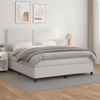 Cama Doble | Cama Box Spring | Cama Para Adultos Con Colchón Cuero Sintético Blanco 180x200 Cm Cfw774200