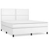 Cama Doble | Cama Box Spring | Cama Para Adultos Con Colchón Cuero Sintético Blanco 180x200 Cm Cfw774200