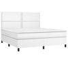 Cama Doble | Cama Box Spring | Cama Para Adultos Con Colchón Cuero Sintético Blanco 180x200 Cm Cfw774200