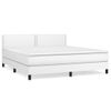 Cama Doble | Cama Box Spring | Cama Para Adultos Con Colchón Cuero Sintético Blanco 180x200 Cm Cfw556915