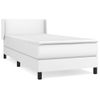 Cama Individual | Cama Box Spring | Cama Para Adultos Con Colchón Cuero Sintético Blanco 90x190 Cm Cfw944344