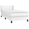 Cama Individual | Cama Box Spring | Cama Para Adultos Con Colchón Cuero Sintético Blanco 90x190 Cm Cfw944344