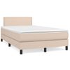 Cama Matrimonial | Cama Para Adultos | Cama Box Spring Con Colchón Cuero Sintético Capuchino 120x190cm Cfw214071