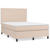 Cama Doble | Cama Box Spring | Cama Para Adultos Con Colchón Cuero Sintético Capuchino 140x190cm Cfw642362