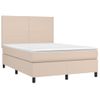 Cama Doble | Cama Box Spring | Cama Para Adultos Con Colchón Cuero Sintético Capuchino 140x200cm Cfw718032