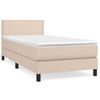 Cama Individual | Cama Para Adultos | Cama Box Spring Con Colchón Cuero Sintético Capuchino 80x200 Cm Cfw697879