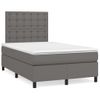 Cama Matrimonial | Cama Para Adultos | Cama Box Spring Con Colchón Cuero Sintético Gris 120x190 Cm Cfw602056