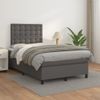 Cama Matrimonial | Cama Para Adultos | Cama Box Spring Con Colchón Cuero Sintético Gris 120x190 Cm Cfw602056