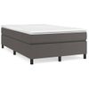 Cama Matrimonial | Cama Para Adultos | Cama Box Spring Con Colchón Cuero Sintético Gris 120x190 Cm Cfw254553