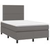 Cama Matrimonial | Cama Para Adultos | Cama Box Spring Con Colchón Cuero Sintético Gris 120x190 Cm Cfw203596