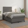 Cama Matrimonial | Cama Para Adultos | Cama Box Spring Con Colchón Cuero Sintético Gris 120x190 Cm Cfw203596