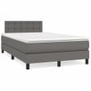 Cama Matrimonial | Cama Para Adultos | Cama Box Spring Con Colchón Cuero Sintético Gris 120x190 Cm Cfw702347