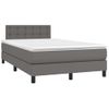 Cama Matrimonial | Cama Para Adultos | Cama Box Spring Con Colchón Cuero Sintético Gris 120x190 Cm Cfw702347