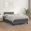 Cama Matrimonial | Cama Para Adultos | Cama Box Spring Con Colchón Cuero Sintético Gris 120x190 Cm Cfw702347