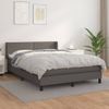 Cama Matrimonial | Cama Para Adultos | Cama Box Spring Con Colchón Cuero Sintético Gris 140x200 Cm Cfw933078