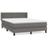 Cama Matrimonial | Cama Para Adultos | Cama Box Spring Con Colchón Cuero Sintético Gris 140x200 Cm Cfw933078