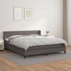 Cama Doble | Cama Box Spring | Cama Para Adultos Con Colchón Cuero Sintético Gris 160x200 Cm Cfw775379