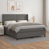 Cama Doble | Cama Box Spring | Cama Para Adultos Con Colchón Cuero Sintético Gris 160x200 Cm Cfw376459