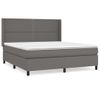 Cama Doble | Cama Box Spring | Cama Para Adultos Con Colchón Cuero Sintético Gris 160x200 Cm Cfw376459