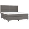 Cama Doble | Cama Box Spring | Cama Para Adultos Con Colchón Cuero Sintético Gris 160x200 Cm Cfw376459