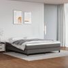 Cama Matrimonial | Cama Para Adultos | Cama Box Spring Con Colchón Cuero Sintético Gris 180x200 Cm Cfw80955