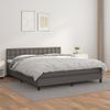 Cama Matrimonial | Cama Para Adultos | Cama Box Spring Con Colchón Cuero Sintético Gris 180x200 Cm Cfw41931