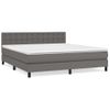 Cama Matrimonial | Cama Para Adultos | Cama Box Spring Con Colchón Cuero Sintético Gris 180x200 Cm Cfw41931