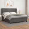 Cama Doble | Cama Box Spring | Cama Para Adultos Con Colchón Cuero Sintético Gris 180x200 Cm Cfw444929