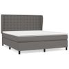 Cama Doble | Cama Box Spring | Cama Para Adultos Con Colchón Cuero Sintético Gris 180x200 Cm Cfw444929