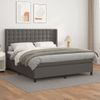 Cama Doble | Cama Box Spring | Cama Para Adultos Con Colchón Cuero Sintético Gris 180x200 Cm Cfw577723