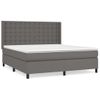 Cama Doble | Cama Box Spring | Cama Para Adultos Con Colchón Cuero Sintético Gris 180x200 Cm Cfw577723