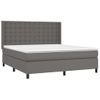 Cama Doble | Cama Box Spring | Cama Para Adultos Con Colchón Cuero Sintético Gris 180x200 Cm Cfw577723