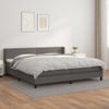 Cama Doble | Cama Box Spring | Cama Para Adultos Con Colchón Cuero Sintético Gris 200x200 Cm Cfw435781