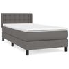 Cama Individual | Cama Para Adultos | Cama Box Spring Con Colchón Cuero Sintético Gris 90x190 Cm Cfw385150