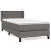 Cama Individual | Cama Box Spring | Cama Para Adultos Con Colchón Cuero Sintético Gris 90x190 Cm Cfw958440