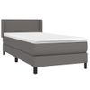 Cama Individual | Cama Box Spring | Cama Para Adultos Con Colchón Cuero Sintético Gris 90x190 Cm Cfw958440