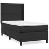 Cama Individual | Cama Box Spring | Cama Para Adultos Con Colchón Cuero Sintético Negro 100x200 Cm Cfw414476